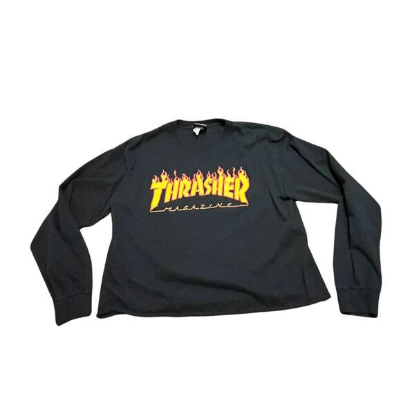 THRASHER MAGAZINE LONG SLEEVE ROLLED HEM BLACK T-SHIRT UNISEX SIZE LARGE - Picture 3 of 11